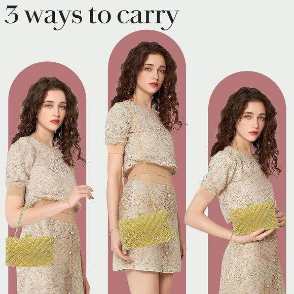 Sparkly Rhinestone Clutch for Women, Crystal Evening Bag for Wedding & Prom - Picture 3 of 7